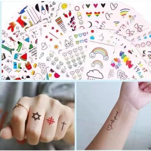Temporary Tattoo Stickers Girl Waterproof Long Lasting Fake Tattoo Sticker Hand Bright Cute Tattoos On Body Face Child Sticker