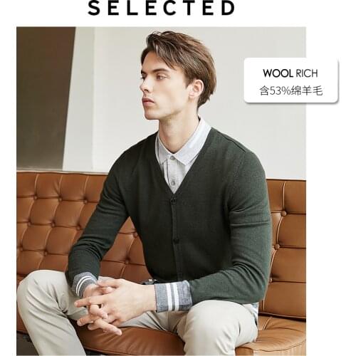 SELECTED Men Wool Winter Stripe Color Stitching Knitted Cardigan|419324520