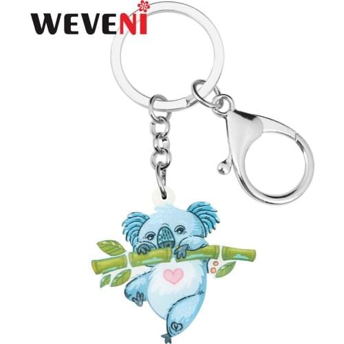 WEVENI Acrylic Cartoon Australian Koala Keychains Sweet Lovely Animal Keyring Jewelry For Kids Girl Trendy Gift Bag Accessories