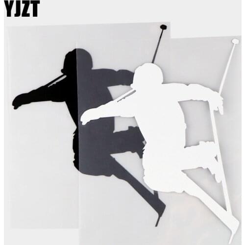 YJZT 14.3×18.0CM Car Glass Decoration Ski Sport Pattern Vinyl Decal Car Sticker Black / Silve 20A-0262