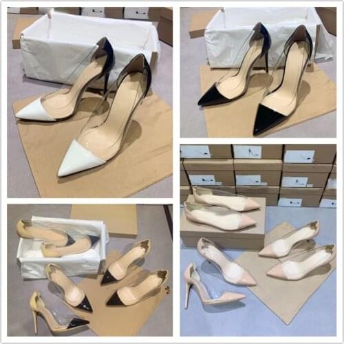 2021 New Yangjing Stitching Spring and Summer Stiletto Heel Pointed Casual High Heel Womens Shoes