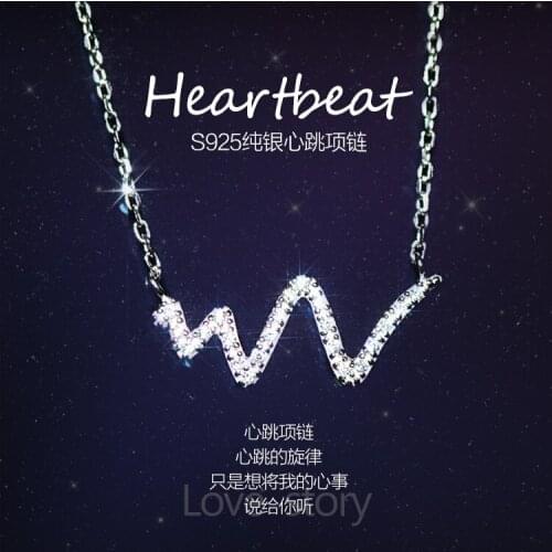925 Sterling Silver heartbeat zircon Necklaces & Pendants For Women Fashion Lady Festival Gift Sterling-silver-jewelry