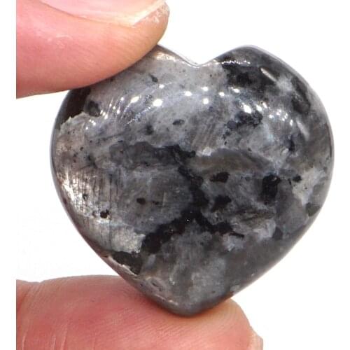 1.2" Puffy Love Heart Assorted Natural Larvikite Labradorite Hand Carving Reiki Healing Energy Chakra Gift