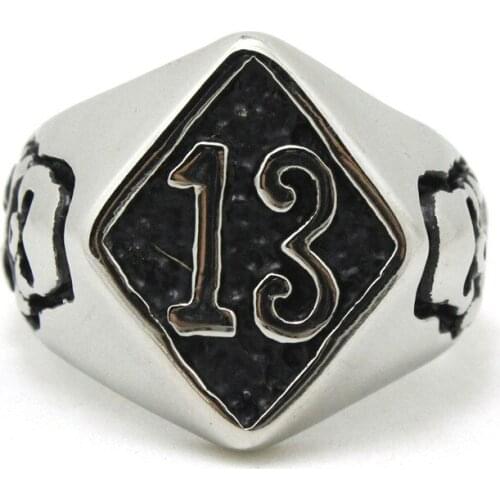 1pc New Arrival !! Hot Selling Fashion Cool Skull Number 13 Ring 316L Stainless Steel Men Boy Ring