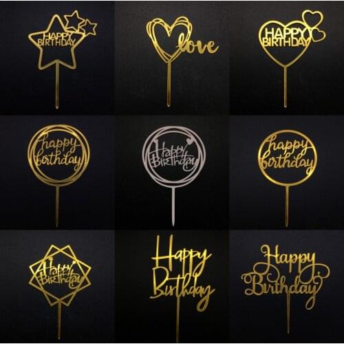 10pcs Happy Birthday Cake Topper Acrylic Letter Cake Toppers Party Supplies Happy Birthday Black Cake Decorations Boy