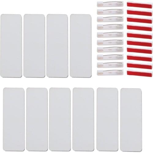 10 Pieces Sublimation Blank Name Tag Sublimation White Badges Pin DIY Blank ID Name Badge Heat Transfer Name Tag
