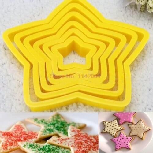 200 sets 6pcs / Set Christmas Tree Cookie Cutter Stars Shape Fondant Cake Biscuit Mold 3D Cake Decorating Tools Baking Tool