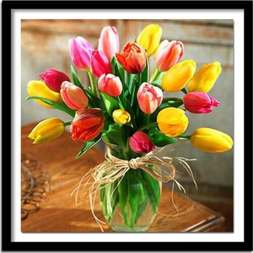 5d round Rhinestones Diamond Embroidery flower DIY Diamond Painting tulip Diamond Pattern Beads Embroidery Kit Beadwork