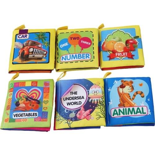 6 Patterns Baby Toy Soft Cloth Books Baby Intelligence Development Infant Educational Stroller Rattle Toy Baby Toys 0-36 month