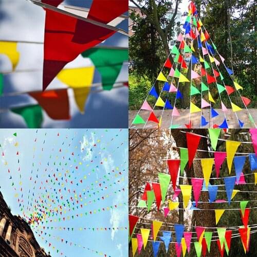 80M Rainbow Colorful Buntings Trigon Flags For Party Wedding Banner Decor new