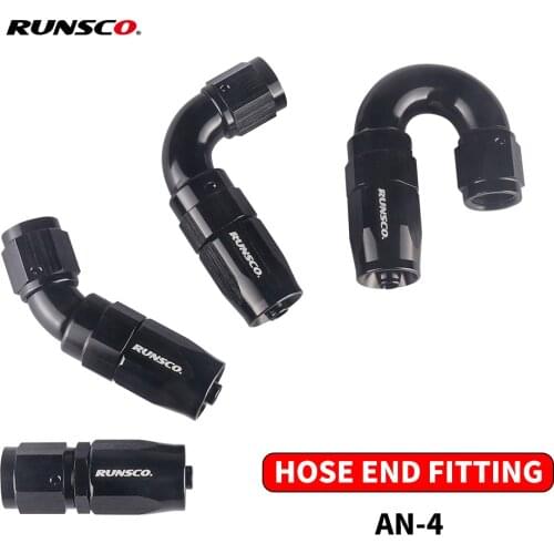 AN4 0/45/90/180 Degree Full Flow Swivel -4 AN Fitting Hose End Adapter Aluminum Black