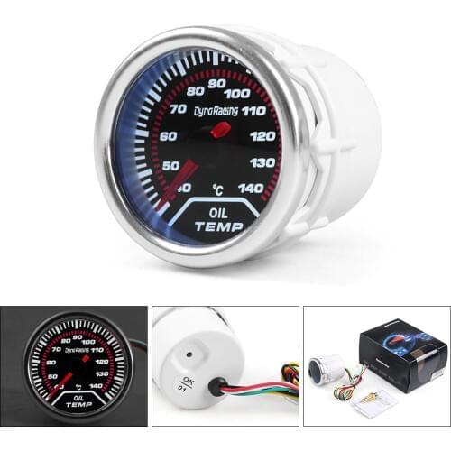 Dynoracing 2inch 52mm Smoke lens Car pointer Oil temp gauge 40-140 Celsius degree Oil Temperature meter car meter