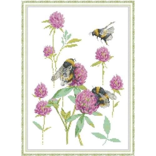 Bumblebee cross stitch kit aida 14ct 11ct count printed canvas stitches embroidery DIY handmade needlework