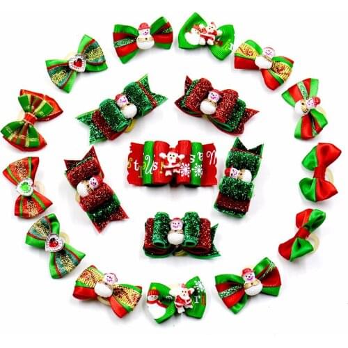 20/50/100pcs/lots Pet Hair Bow Christmas Pet Dog Cat Hair Bows Puppy Fur Grooming Products Mix Styles Pet Dog Hair flower