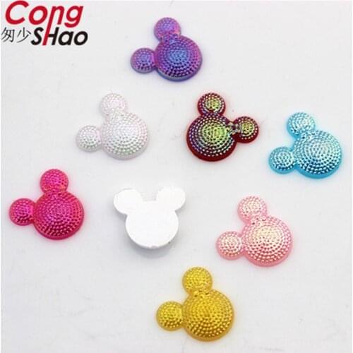 Cong Shao 200PCS 12mm AB Color Mouse Head flatback Acrylic Rhinestone applique stones and crystals costume Button DIY CS638