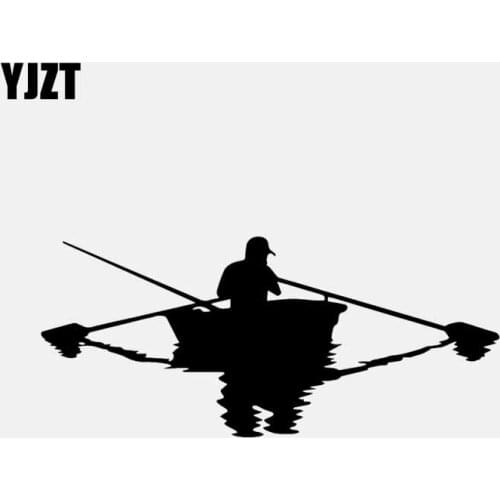 YJZT 16.5CM*7.2CM Fishman Boat Fishing Car Sticker Vinyl Decal Decor Black/Silver C24-0955
