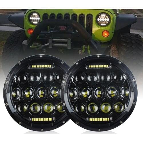 75W 7 inch Round LED Headlight Projector DRL Hi/Lo Beam For Jeep Wrangler JK TJ Motorcycle
