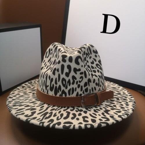 HT274 fedora hats for women fashion Flat wide Brim Panama Felt Jazz Fedora Hats for men Leopard goth top wedding Hat