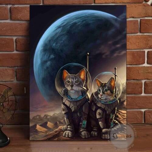 Canvas Animal cosmos Cat Astronaut Pictures Home Manga Decoration Paintings Poster HD Prints Wall Art Modular Living Room