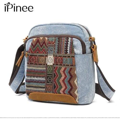 IPinee Women Vintage Canvas Messenger Shoulder Bag Korean Trend Simple Pack For Women Office Outdoor Travel Bag