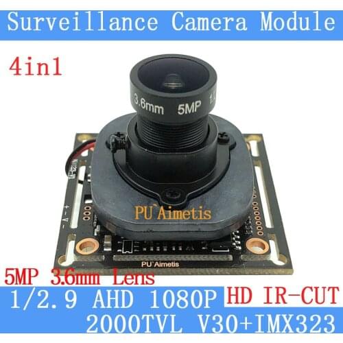 PU`Aimetis 2MP 1920*1080P AHD 4in1 CCTV Camera Module 1/2.7 IMX323 2000TVL 5MP 3.6mm surveillance camera+ODS/BNC Cable