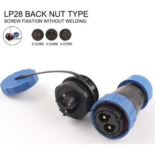 LP/SP28 IP68 Back Nut Aviation plug&socket Set No welding Screw Terminal Waterproof Connector Male Female Cable Wire Connectors