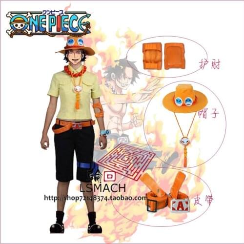 Ace Suit Costume Captain of the Spade Pirates Fire Fist Ace Shirt Set Adult Cosplay Costume F008