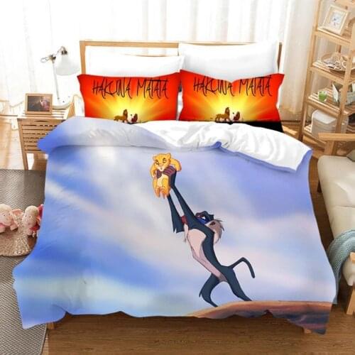 Children Bedding Sets Disney 3D Lion King Simba Comfort Adult Kids Boys Bedclothes All Seasons Universal Duvet Cover Pillow Case