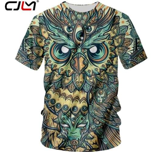 CJLM Fashion Short Sleeve Owl Printed Men Tshirt Cool Funny Mens Tee Shirts Tops Summer T-shirt Quick Dry Casual T Shirt Unisex