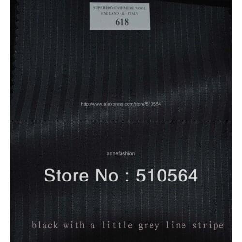 Free shipping 150s 100% wool Custom made suit Men black with a little grey line stripe Suit Three pieces Suit(jacket+pant+vest )