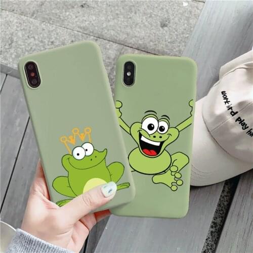 Mint Funny Crown Frog Animal Phone Case for iphone X XS MAX XR 11 12 Pro Max 6s 7 8 Plus SE 2020 Back Soft Silicone Cover Fundas