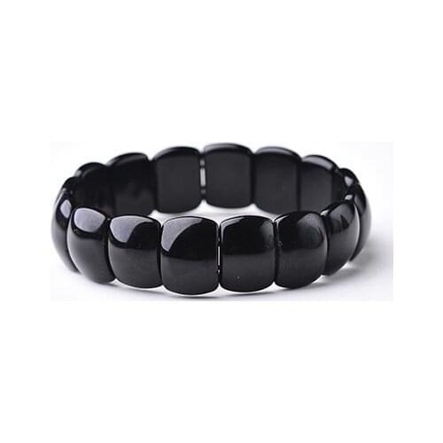 Natural genuine obsidian stone handrow brand men women the same hand row crystal couple bracelet lucky money health evil spirits