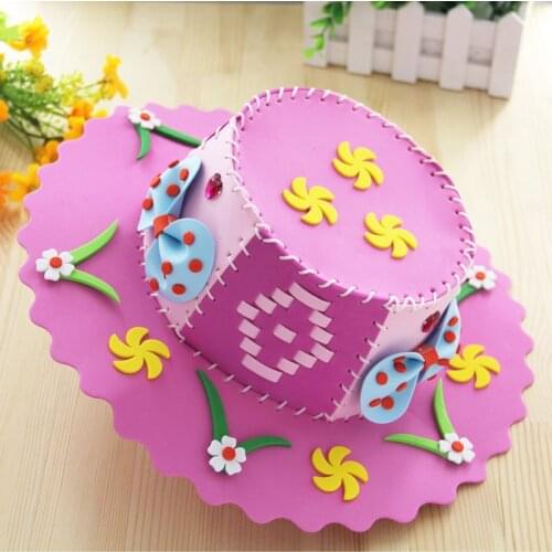 DIY Creative Non-woven Paper Weaving Hat Flower Star Pattern Kindergarten Art Kids Craft Toys For Children Party Decoration Gift