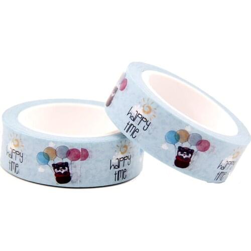 2021 NEW 1PC 15mm x 10m Happy Time Cute Panda Happy Flying with Balloon Washi Tape Scrapbook Paper Masking Adhesive Washi Tape