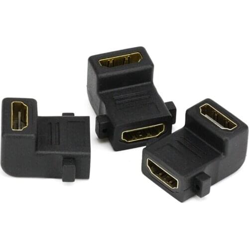 New 90 Degree Angle HDMI-compatible Female to Female Coupler Adapter Converter L Shaped F/F Connector for HDTV 1080P 100pcs