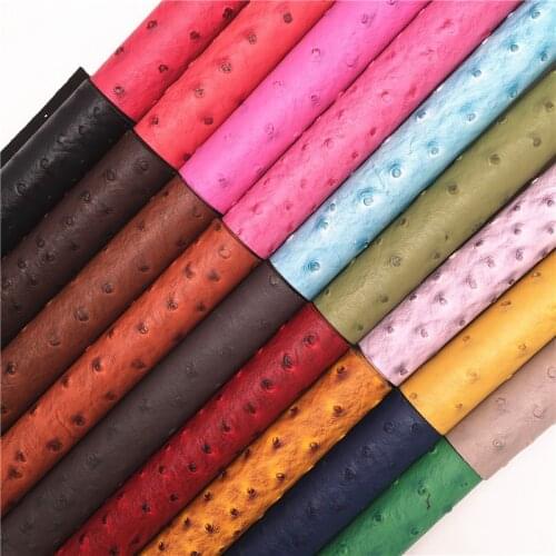 Onefly Wholesales Dropshipping Leather Supplier Ostrich Embossed Synthetic Leather Faux Vinyl Fabric Sheets For Bow DIY FZ128