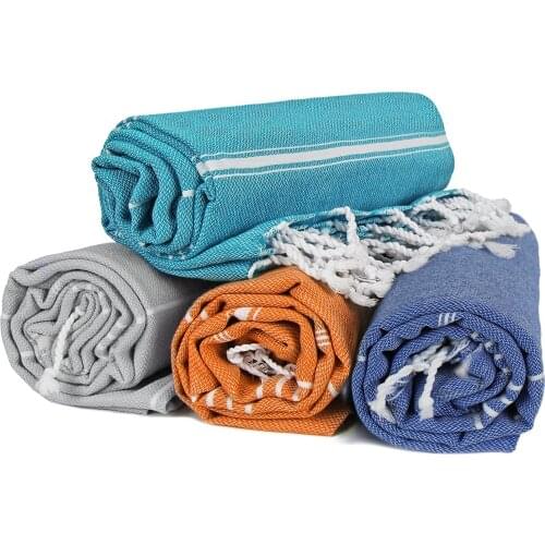 Turkish Beach Towel 100% Cotton Natural Fringed Absorbent Dry Quick Thin Soft for Men, Women, Kids, Gift, Bridesmaid Pack of 4