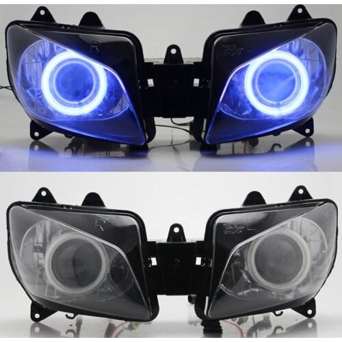 Motorcycle Custom Headlight HID Assembly Blue Projector Eye Angel For Yamaha YZF-R1 1998-1999 Projector Conversion Headlamp