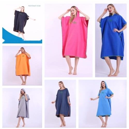Microfiber Poncho Towel Surf Beach Wetsuit Changing Bath Robe with Hood,Watersports Activities,Adults Men Women Kids