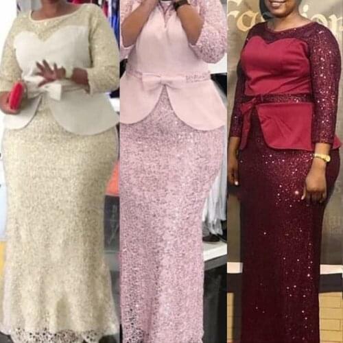 Richkeda Store New2021 African Dresses For Women Ankara Dashiki Fashion Clothing Long Sleeve Sequin Dubai Abaya Evening Dresses