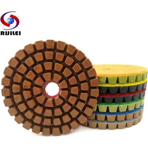 RIJILEI 7PCS/Set 4 Inch Diamond Concrete Polishing Pads Thick 8mm Floor Renew Sanding Discs Repairing For Concrete Floor LW04
