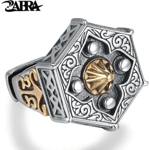 Skills old silversmith 100% 925 Silver old nine door with male personality the Buddha ring with William ring opening ring