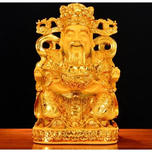 Handmade Resin Statue of God of Wealth, Modern Art Sculpture, High-end Home Living Room Decoration, Office Decoration Gift