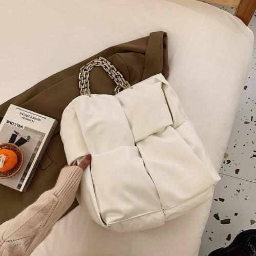 Thick Chain Large Tote Armpit bag 2021 New High quality PU Leather Womens Designer Handbag High capacity Weave Shoulder Bags