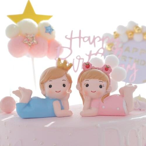 Birthday Cake Decorated Resin Crown Baby Doll Baby Boy Girl Party Birthday Cake Topper happy birthday wedding decoration