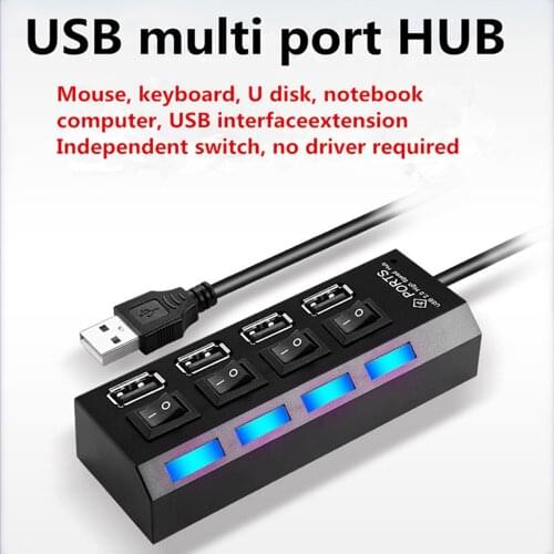 USB Hub 2.0 High Speed Multi USB Splitter LED 4/7 Port Expander Multiple Use Power Adapter USB2.0 Hub with Switch For PC Laptop