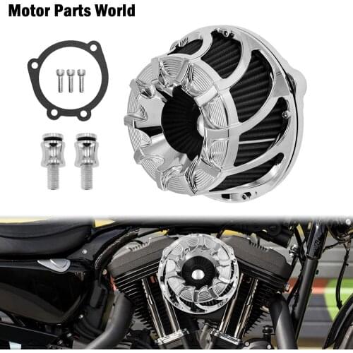 Motorcycle Air Filter Cleaner Intake Filter Grey Element Chrome For Harley Sportster XL883 Touring FLHX FLHR Dyna FXSBSE Softail