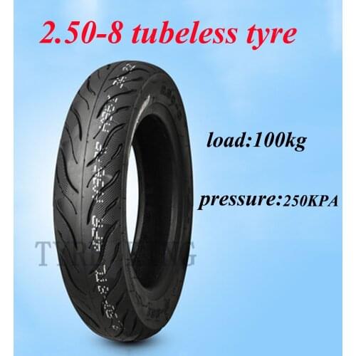 High Quality 2.50-8 Tubeless Tire 250-8 Thickened Wear-resistant Vacuum Tire for Electric Scooter Motorcycle Accessories