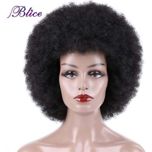 Blice Afro Kinky Curly Synthetic Super Wigs Kanekalon Heat Resistant Africa American Cosplay Daily Big Hair Wig