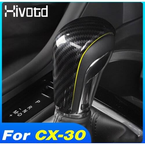 Car Gear Shift Knob Head Protection Cover For Mazda CX30 CX-30 Accessories 2021 2020 Interior Modification Parts Carbon Sticker